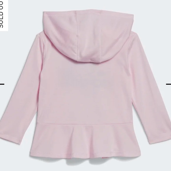Adidas pink peplum long sleeve hooded top- Girls kids 12 Months size 12M - Picture 4 of 4
